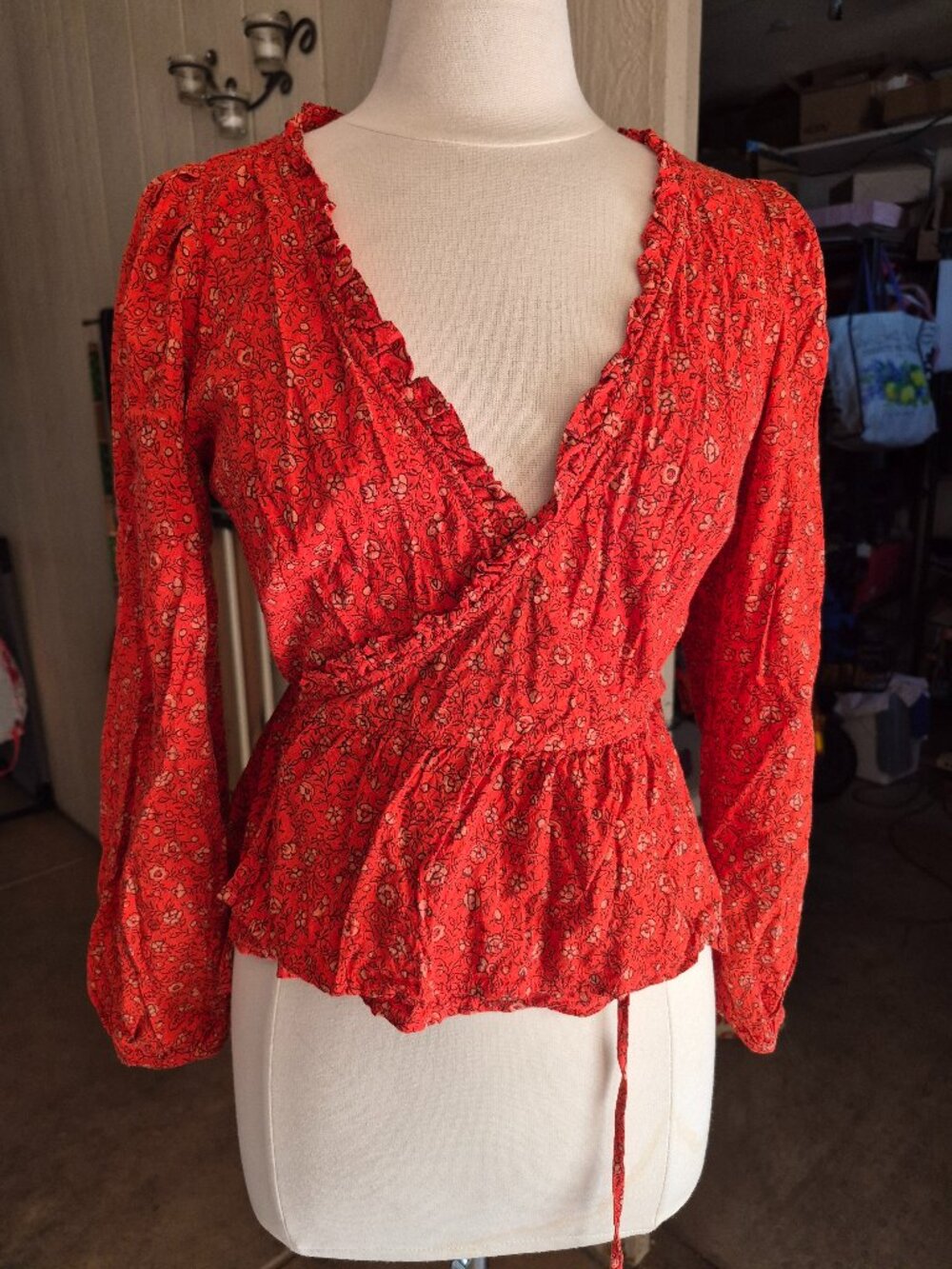 Orange floral boho wrap top Universal Thread